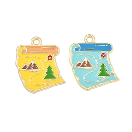 Alloy Enamel Pendants, Map Charms, Golden