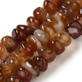 Natural Red Agate Beads Strands, Dyed & Heated, Nuggets, Tumbled Stone