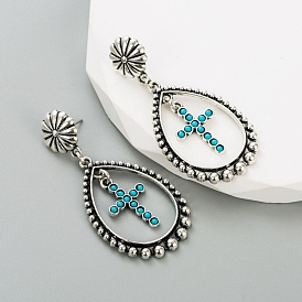 Synthetic Turquoise Stud Earring, for Women, Teardrop