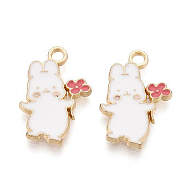 Подвески в виде кроликов из сплава эмали, стойки покрытие, золотой свет