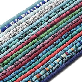 Окрашенные синтетические бирюзовые бусы нити, Плоский круглый / диск, матовые, Heishi бусы