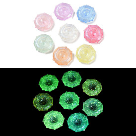 Luminous Transparent Acrylic Beads, with Glitter Power, Glow in the Dark, UFO