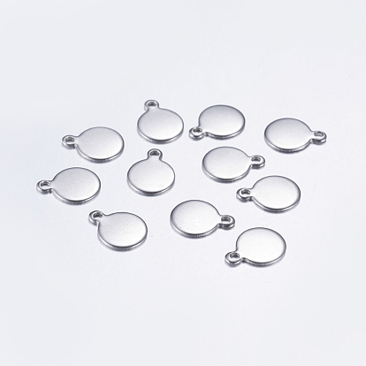 304 Stainless Steel Charms, Flat Round, Stamping Blank Tag