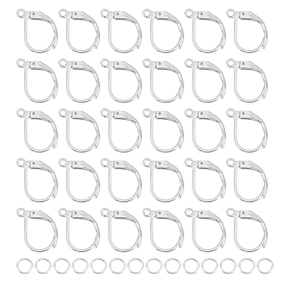 40шт. 201 фурнитура для серег с застежкой-молнией из нержавеющей стали, с горизонтальными петлями и 60шт 304 открытыми соединительными кольцами из нержавеющей стали