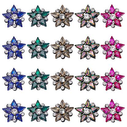20 шт. 5 цветные стеклянные стразы звезды пришивные/приклеиваемые нашивки, аппликации из ткани