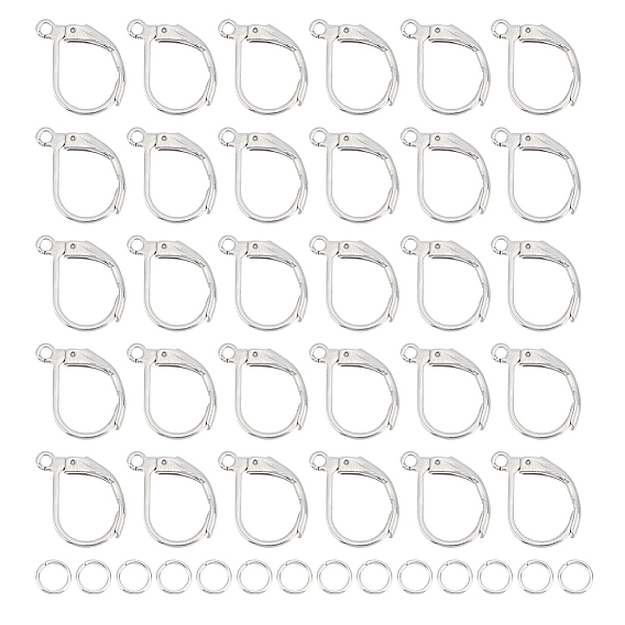 40шт. 201 фурнитура для серег с застежкой-молнией из нержавеющей стали, с горизонтальными петлями и 60шт 304 открытыми соединительными кольцами из нержавеющей стали