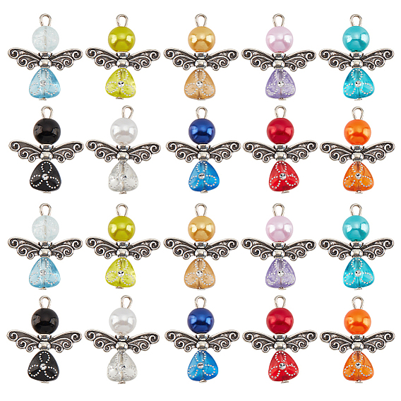 Подвески из акрила, с бусинами из искусственного жемчуга и фурнитурой из сплава