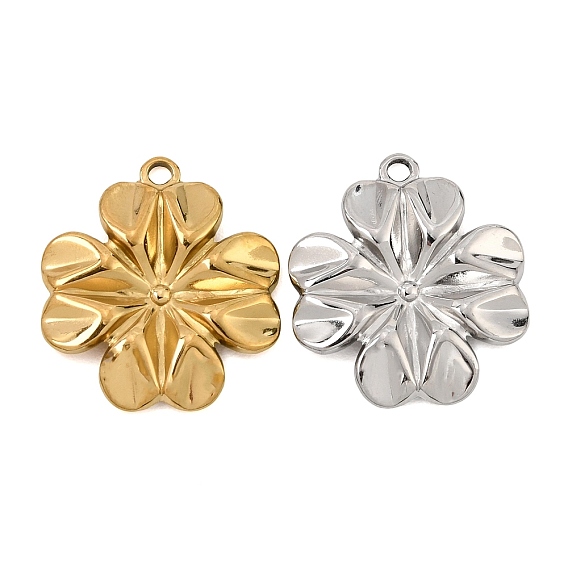 304 Stainless Steel Pendants, Flower Charms