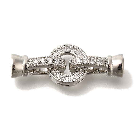 Латунное микропейв, прозрачный кубический цирконий, складные застежки, без кадмия, без никеля и без свинца, кольцо