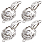 6Pcs Brass Micro Pave Clear Cubic Zirconia Fold Over Clasps, Moon