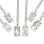 304 Stainless Steel Pendant Necklaces, Curb Chain, Rectangle with Tarot