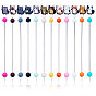12Pcs 12 Styles Silicone Cat Shape Bead with Stainless Steel Knitting Needles, Stainless Steel Color