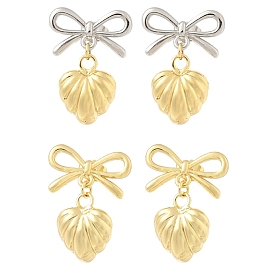 Латунные качают серьги, бантом с сердцем