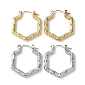 304 Stainless Steel Hoop Earrings, Hexagon