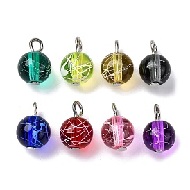 Волочильный станок, окрашенный распылением прозрачный стеклянный шарм, круглые, с платиновой латунной плоской головкой штифта