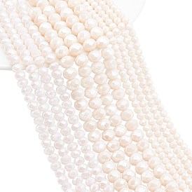 ARRICRAFT Electroplate Glass Beads Strands, Pearl Luster Plated, Faceted, Rondelle