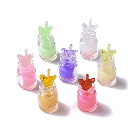 Luminous Translucent Resin Pendants, with  ABS Imitation Pearl, Glow in the Dark Bird Cup Charm