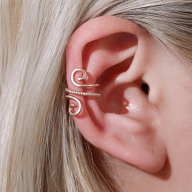 Fashionable U-shaped non-pierced ear clip with double twist - Retro ear accessory.