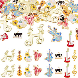 32Pcs 8 Styles Alloy Pendants, Musical Charms