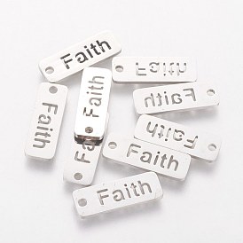 5 pcs 304 pendentifs en acier inoxydable, pendentifs à message inspirant, rectangle avec le mot foi