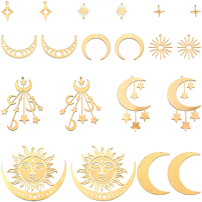 19 шт. 10 стили латунные филигранные соединительные элементы звенья и подвески, разнообразные