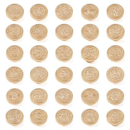 Santa Claus/Deer/Snowflake/Word/Candy Cane/Bell/Tree Christmas Series Wax Seal Brass Stamp Head, for Wax Seal Stamp, Golden
