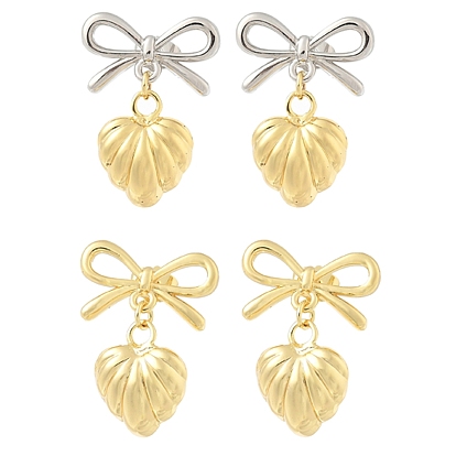 Латунные качают серьги, бантом с сердцем