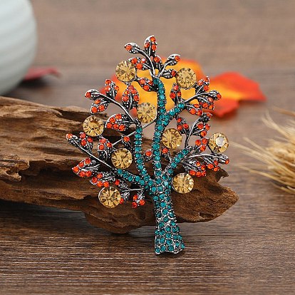 Rhinestone Pin, Alloy Brooch for Backpack Clothes, Tree of Life
