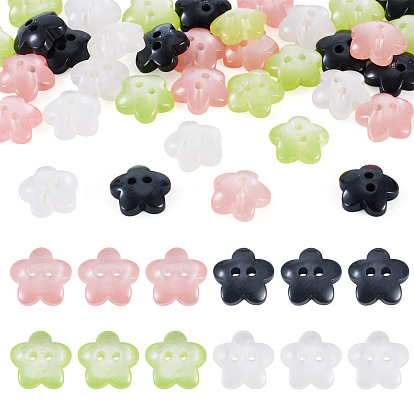 40 шт 4 цвета 2 пуговицы из пластмассы с отверстиями, цветок