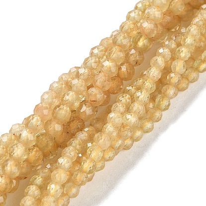 Натуральные желтые апатитовые бусины, граненые, круглые