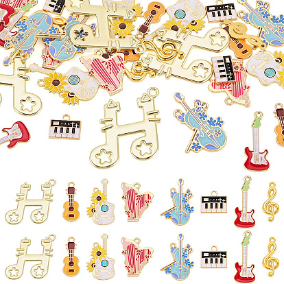 32 pcs 8 styles pendentifs en alliage, charmes musicaux