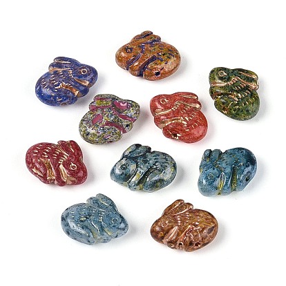 Краска для запекания Пикассо и стеклянные бусины, инкрустированные золотым металлом, кролик