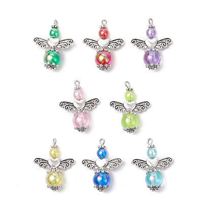 Прозрачные акриловые подвески, с бусинами сплава, ангел