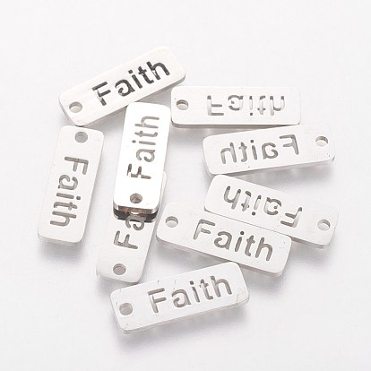 5 pcs 304 pendentifs en acier inoxydable, pendentifs à message inspirant, rectangle avec le mot foi