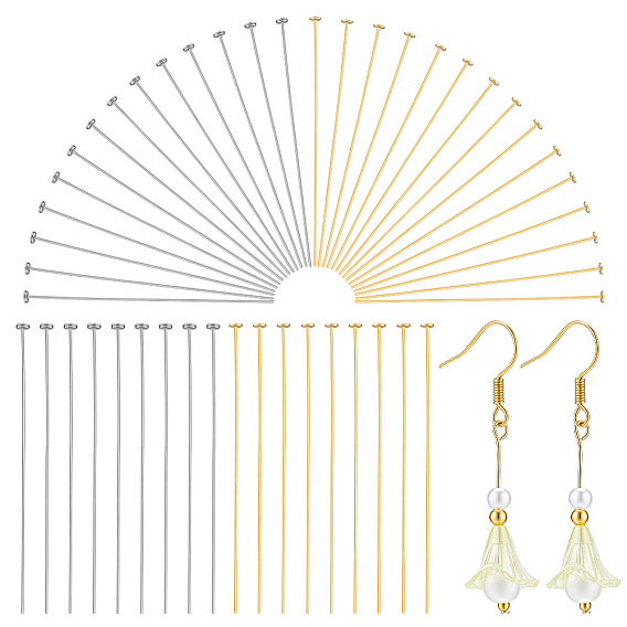 800Pcs 2 Colors 304 Stainless Steel Flat Head Pins