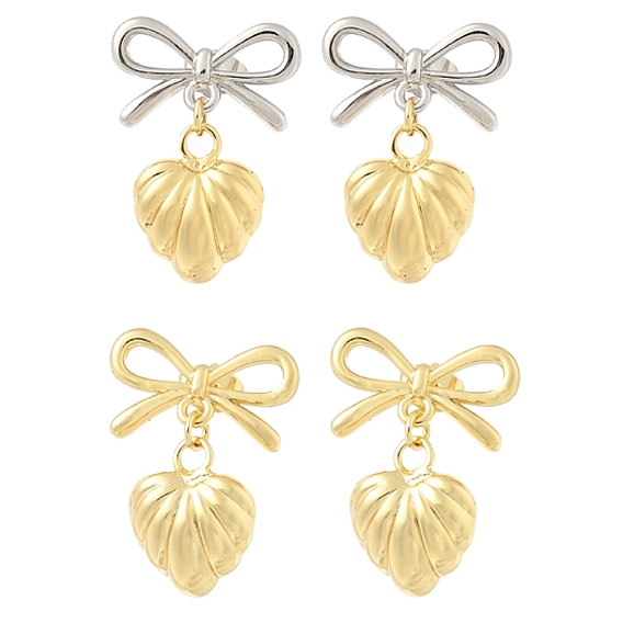 Латунные качают серьги, бантом с сердцем