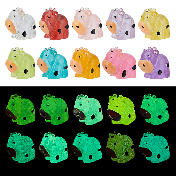 60шт. 10 цвета светящиеся смоляные декоративные элементы для демонстрации молочного скота, для украшения дома, украшение сада и двора, светится в темноте