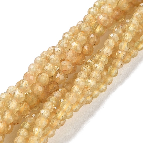 Натуральные желтые апатитовые бусины, граненые, круглые