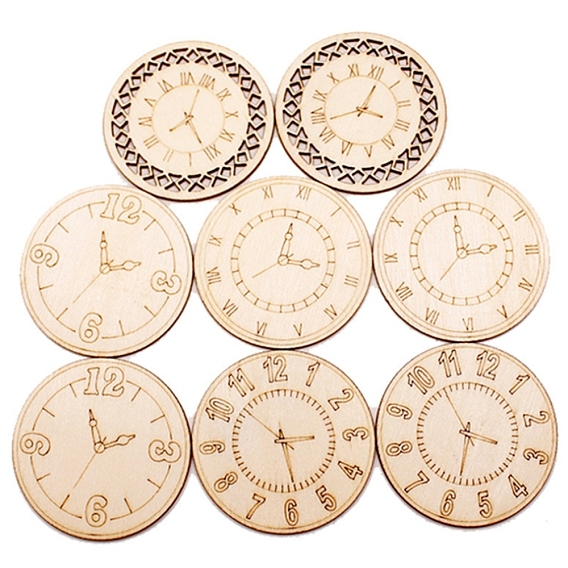 Unfinished Natural Wood Cabochons, Clock