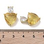 Colgantes de circonita cúbica micro pavé de latón chapado en oro real 18k, con vidrio, larga duración plateado, sin plomo y cadmio, corazón
