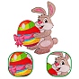 DIY Easter Theme Decoration Diamond Painting Sticker Kits, including Self Adhesive Sticker, Acrylic Rhinestones, Diamond Sticky Pen, Tray Plate and Glue Clay, Rabbit