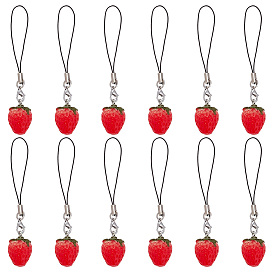 Милый клубничный декоративный нейлоновый ремешок для телефона, кулон для мобильного телефона для женщины и девушки