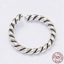 925 anillos abiertos de plata esterlina de Tailandia, anillos redondos, 6x0.9 mm