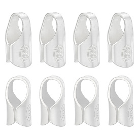 Extremos de cordón de plata esterlina con forma de columna, tapas de los extremos, con tela de gamuza cuadrada paño de pulido plateado