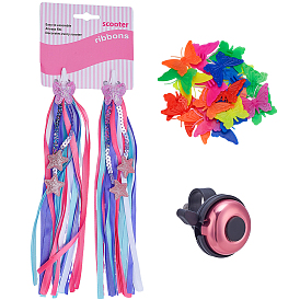 Украшения из искусственной кожи и полиэстера с кисточками для велосипеда, с пластиковыми бусинами для спиц велосипедного колеса и алюминием с пластиковыми велосипедными звонками из полипропилена