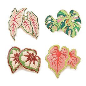 Leaf Enamel Pins, Alloy Lapel Pin Backs for Backpack Clothes, Golden