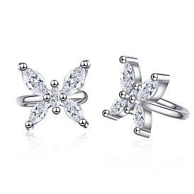 Cute and Sweet Bowknot Clip-on Earrings with Zirconia - Fashionable and Charming