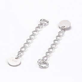 925 терминаторы из стерлингового серебра, концевая цепочка с плоскими круглыми подвесками