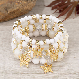 Bohemian Multi-layer Bracelet with Acrylic Butterfly Pendant and Beads Jewelry