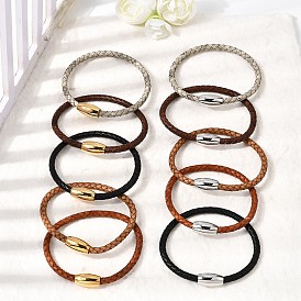 Регулируемые браслеты из искусственного шнура для женщин и мужчин, с 304 из нержавеющей стали магнитной застежкой